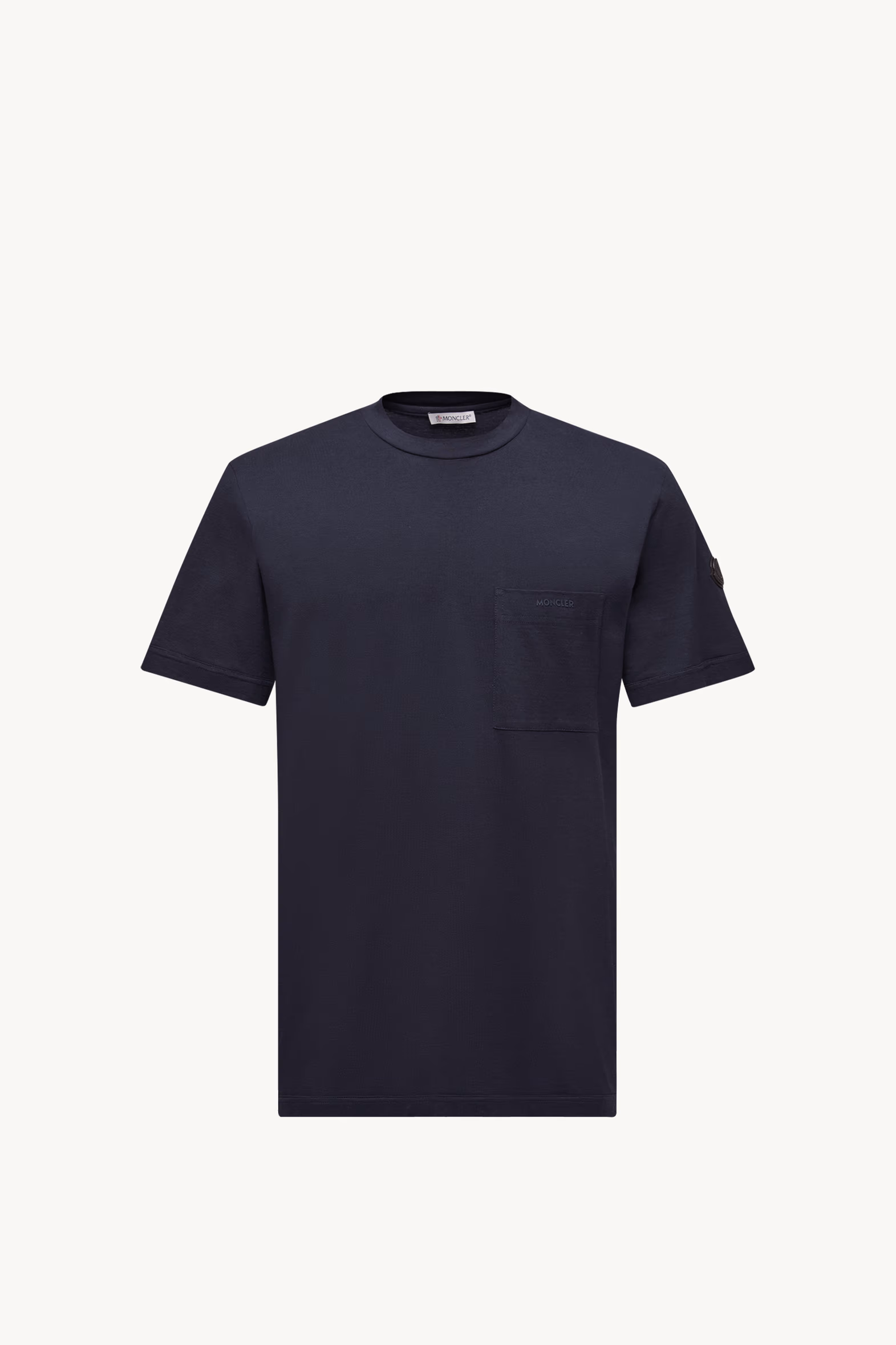 Logo Cotton & Silk T-Shirt with Pocket Men Navy Blue Moncler 2